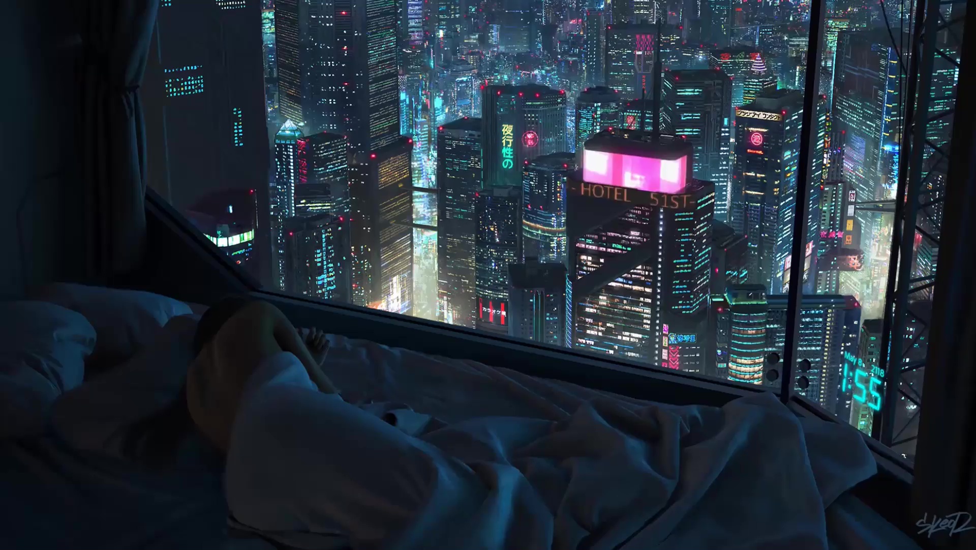 Cyberpunk High Rise Apartment Live Wallpaper - MoeWalls